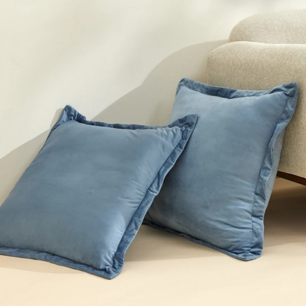 Lush Decor Euro Pillow Shams Blue Velvet Dreams Cover Set Of 2 25.5"X25.5" NEW